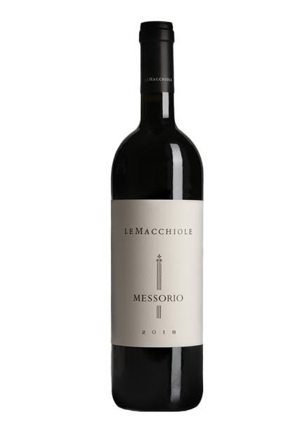 Bottiglia di Messorio 2018 Le Macchiole, vino rosso toscano di Bolgheri.