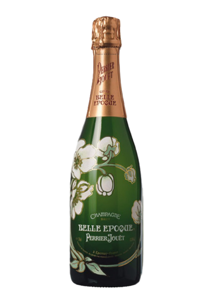 Bottiglia di Champagne Perrier-Jouët Belle Époque 2013 con decoro floreale