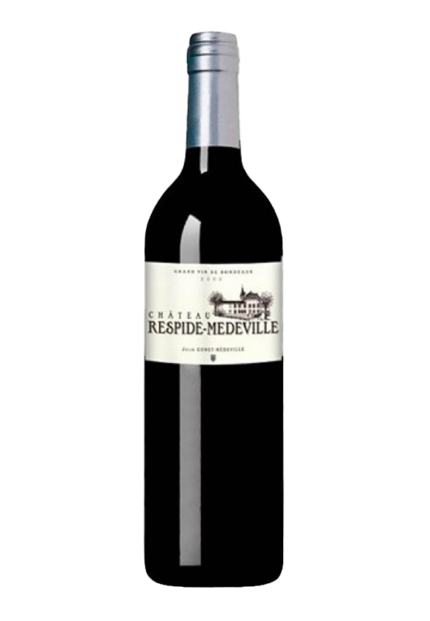 Bottiglia di Graves Rouge 2020 Chateau Respide-Medeville, vino rosso francese Bordeaux.