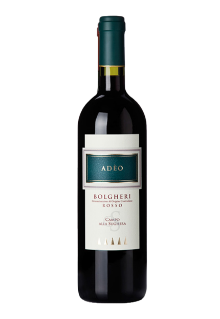 Bottiglia di vino rosso Adeo Bolgheri DOC Campo alla Sughera