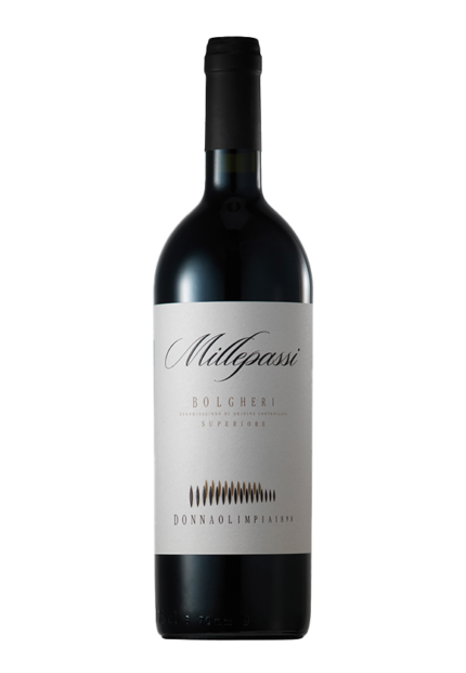 Bottiglia di vino rosso Millepassi Bolgheri Superiore Donna Olimpia 1898